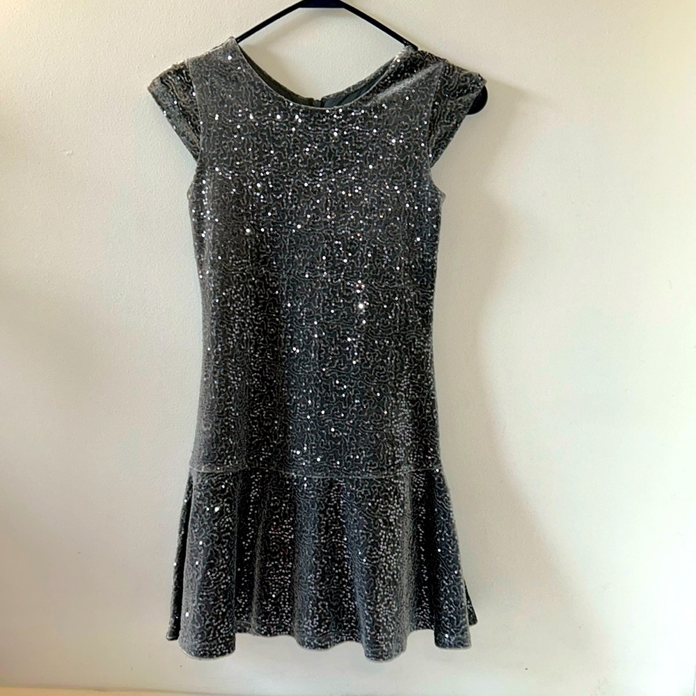 The Children's Place Girls’ Silver Sequin Fit and Flare Dress